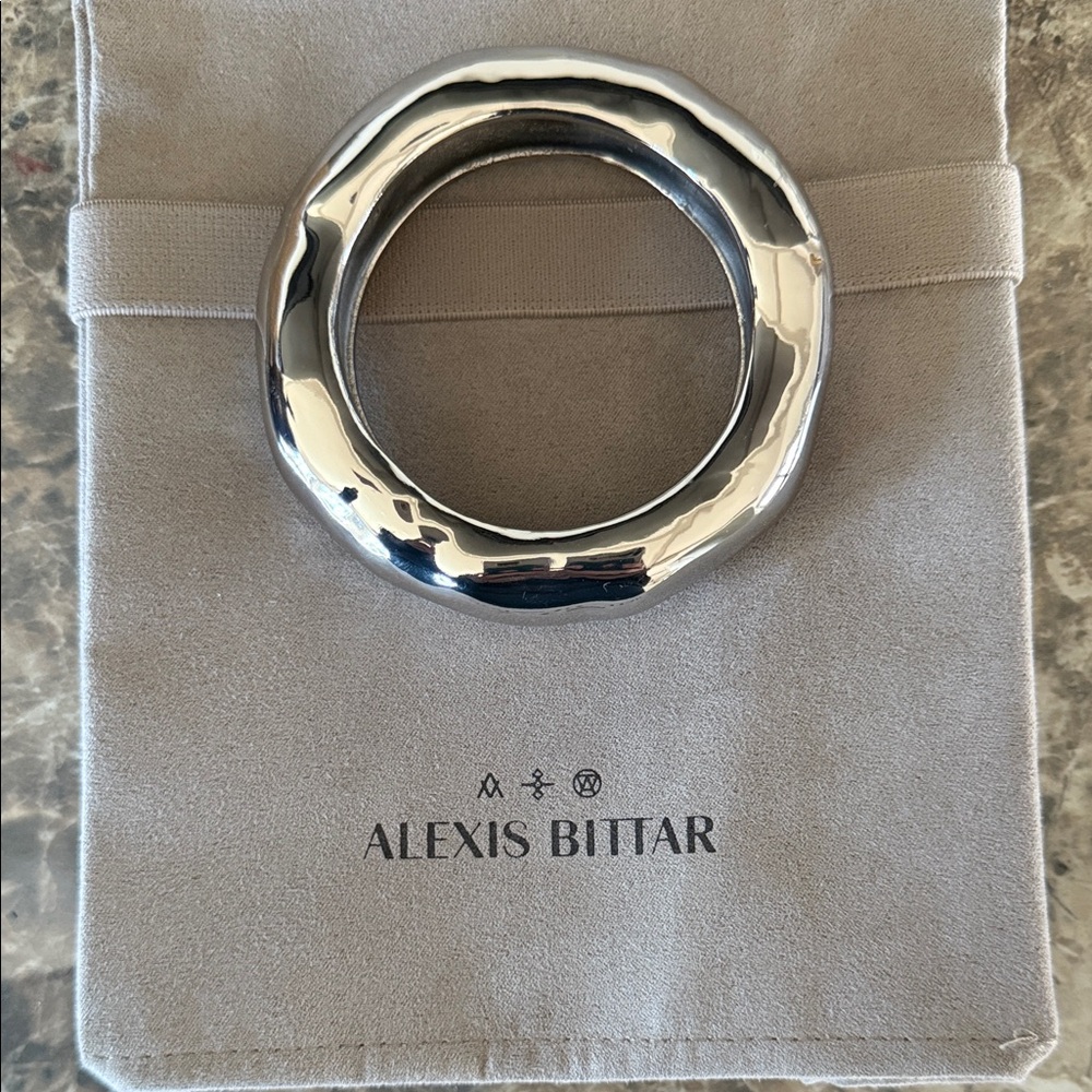 Alexis Bittar Shiny Silver Statement Bangle